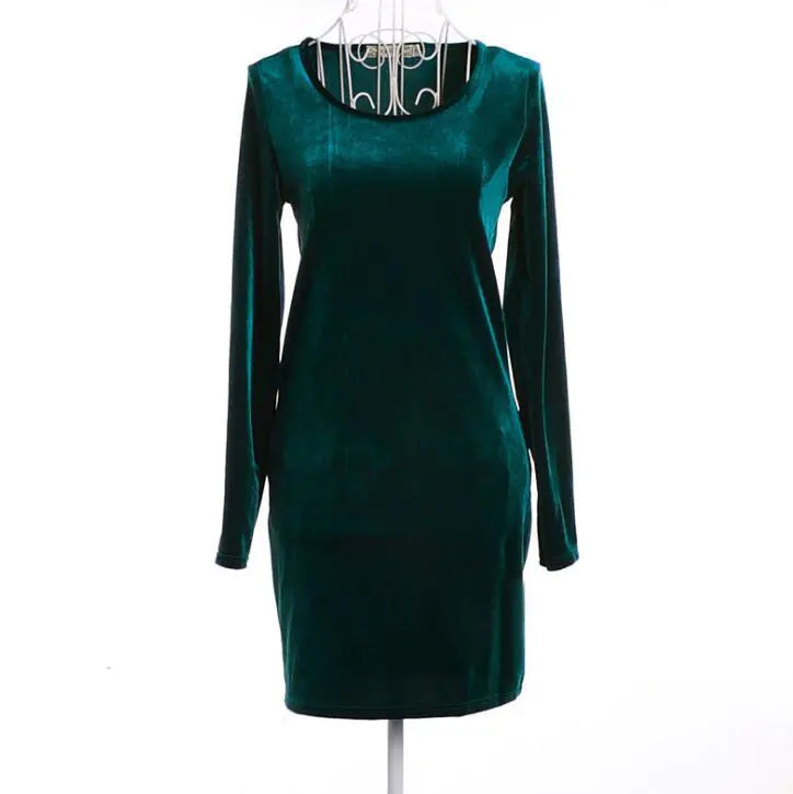 LIVA Velvet Long Sleeve Bodycon Dress