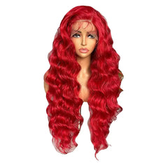 Red Long Curly Hair Big Wave Lace Hair Cover
