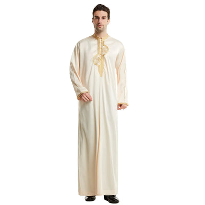 Embroidered Silk Robe with Stand Collar (Middle East)