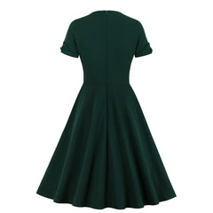 Vintage Style V-Neck A-Line Dress for Women