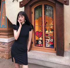 Vintage Split Black Dress