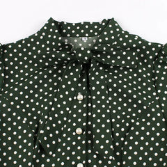 Vintage Polka Dot Short Sleeve Dress with Waist Detail
