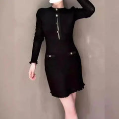 Vintage Short Sleeve Knit Dress for Women