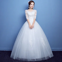 2019 Korean Vintage Lace Long Sleeve Wedding Dress