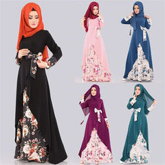 Muslim Women's Printed Patchwork Long Dress (Middle East)
