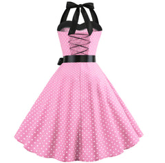 Polka Dot Strapless Vintage Dress with Flared Skirt