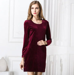 LIVA Velvet Long Sleeve Bodycon Dress