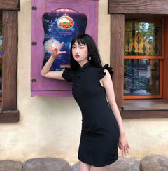 Vintage Split Black Dress