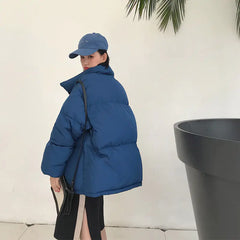 Short Women's Cotton Jacket - Korean Style Winter Coat