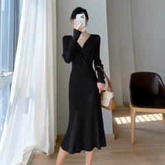Vintage Knitted Dress for Women's Fashion