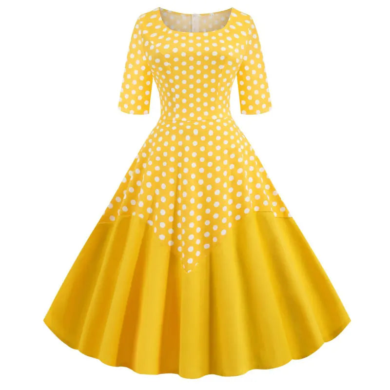 Vintage Style Plus Size Polka Dot Midi Dress