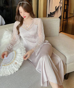 French Vintage Style Mesh A-Line Dress for Women