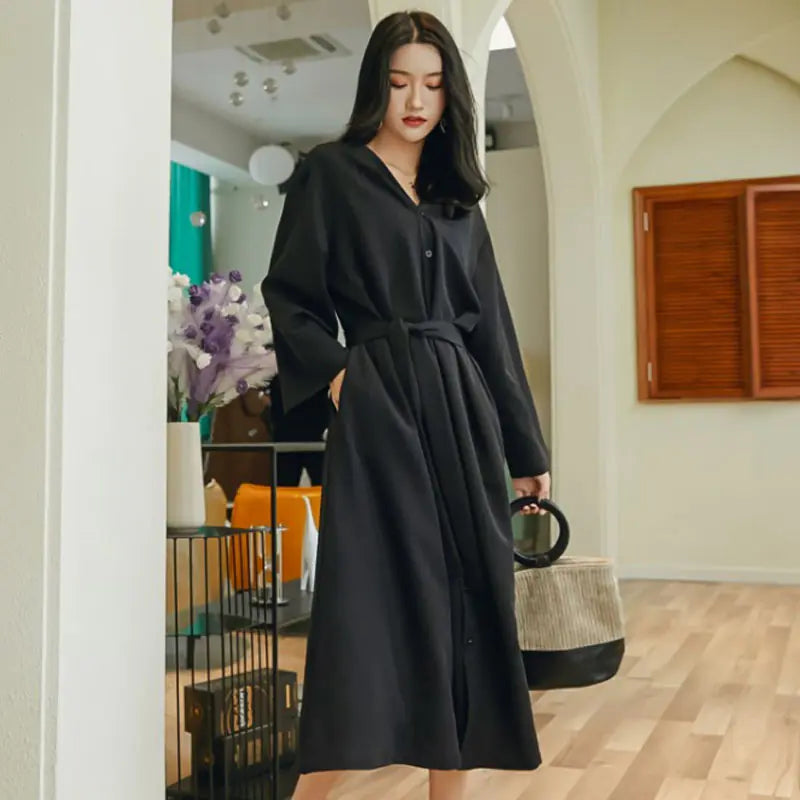 Chic Vintage Long Dress for Women - Autumn/Winter Collection