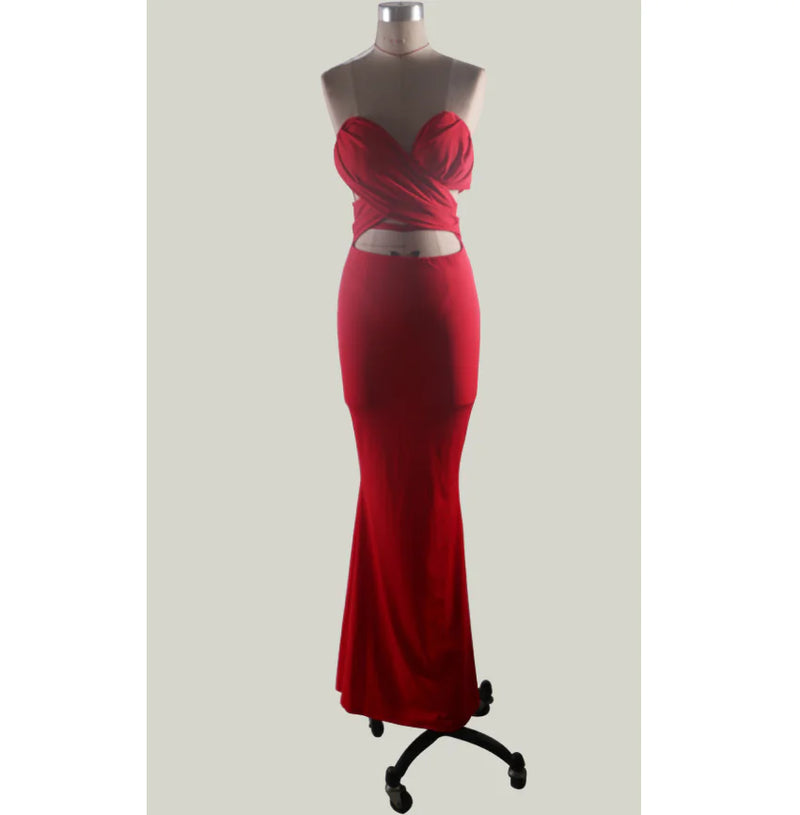 Red Strapless Bodycon Dress