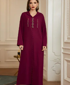 Dubai Turkish Muslim Dress with Moroccan Hat and Beads