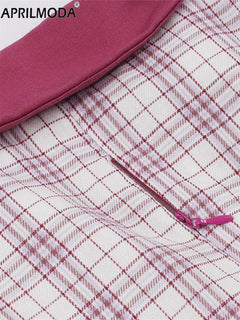 Vintage 50s Hepburn Style Women's Plaid Party Dress