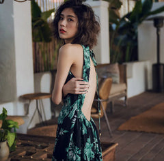 Vintage Printed Beach Maxi Dress