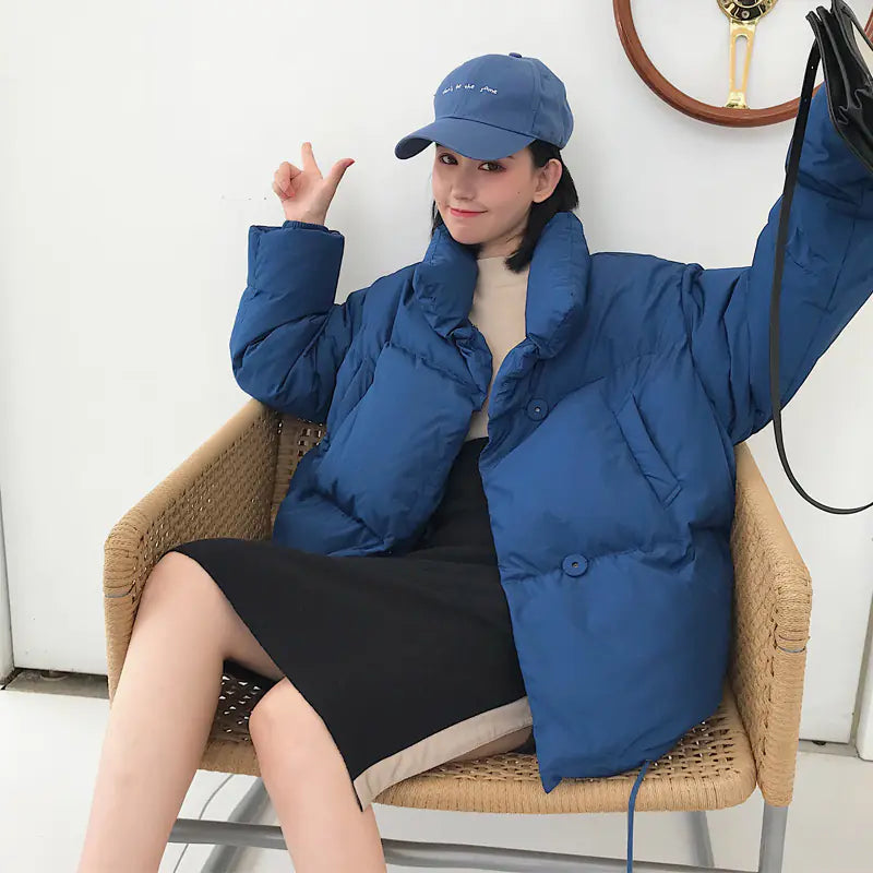 Short Women's Cotton Jacket - Korean Style Winter Coat