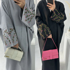 Elegant Flower Embroidered Cardigan Robe from Dubai