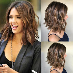 Short Curly Wig with Ombre Color and Middle Parting