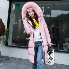 Girls' Cotton Padded Winter Coat with Fur Collar
