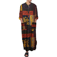 Middle Eastern Men's Long Sleeve Striped Robe