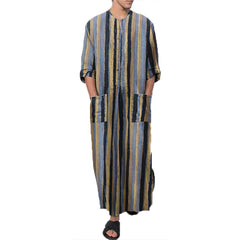 Middle Eastern Men's Long Sleeve Striped Robe