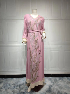 AB330 Fashionable Muslim Abaya with Sequin Embroidery