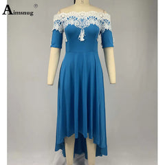Elegant 5XL Women's Vintage Maxi Dress with Lace Detail