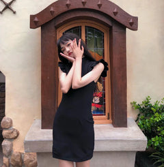 Vintage Split Black Dress