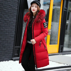 Girls' Cotton Padded Winter Coat with Fur Collar