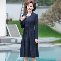 Elegant Long Bandage Dress for Middle Aged Women