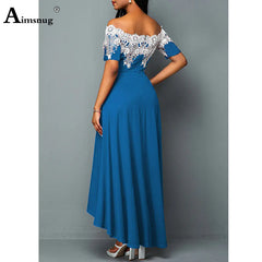Elegant 5XL Women's Vintage Maxi Dress with Lace Detail