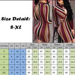 Striped Long Sleeve Bodycon Dress