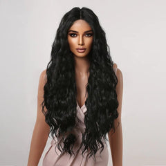Long Curly Middle Part Silk Wig for Women