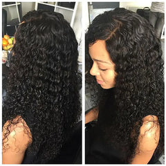 Popular Black Long Curly Wig with Middle Parting