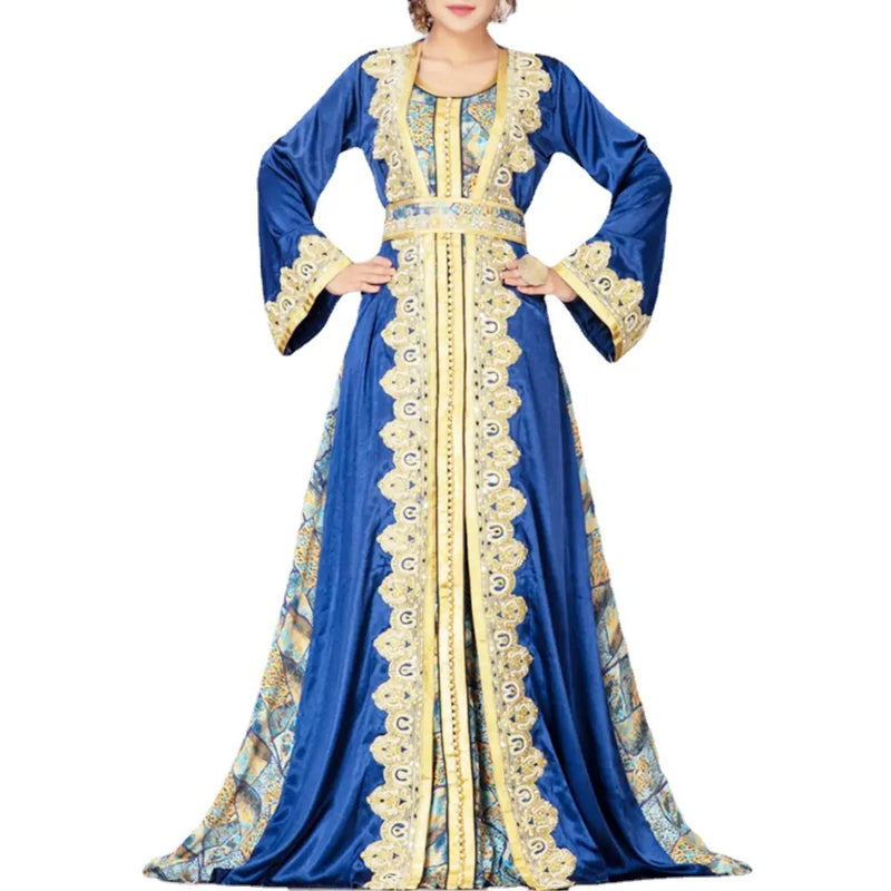 Middle Eastern Printed Muslim Robe Dress