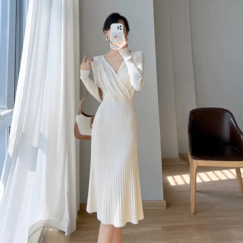 Vintage Knitted Dress for Women's Fashion