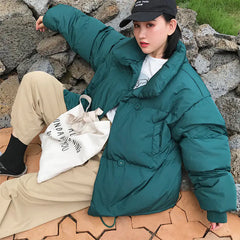 Short Women's Cotton Jacket - Korean Style Winter Coat