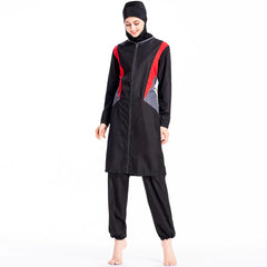Plus Size Color Block Zip Middle Eastern Women's Swimwear