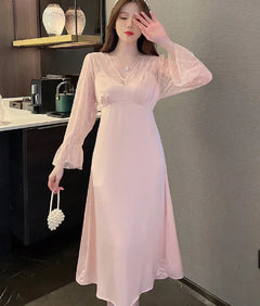French Vintage Style Mesh A-Line Dress for Women