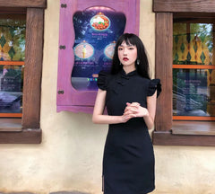 Vintage Split Black Dress