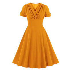 Vintage Style V-Neck A-Line Dress for Women