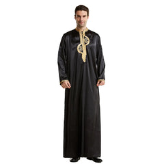 Embroidered Silk Robe with Stand Collar (Middle East)