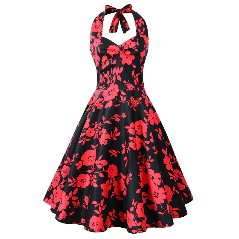 Vintage Sexy A-Line Dress with Flare Design