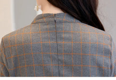 Vintage Long Sleeve Plaid Dress with Flared Hem