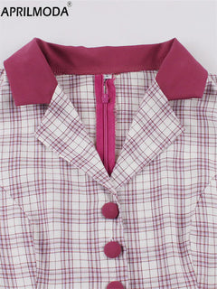 Vintage 50s Hepburn Style Women's Plaid Party Dress
