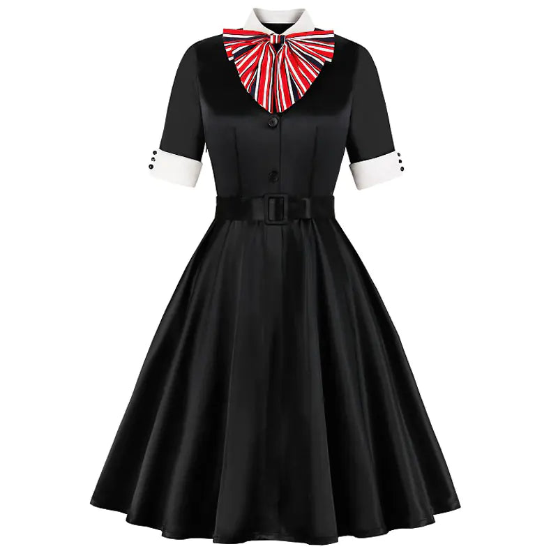 SISHION Plus Size Vintage Black Dress for Women