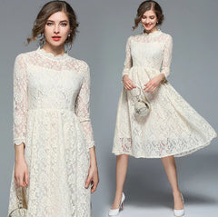 Vintage French Lace Dress with Thickened Lining