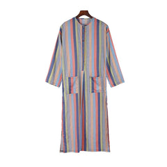 Middle Eastern Men's Long Sleeve Striped Robe